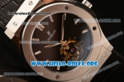 Hublot Classic Fusion Tourbillon Swiss Tourbillon Manual Winding Steel Case with Black Dial and Black Leather Strap (ZF)