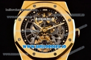 Audemars Piguet Royal Oak Skeleton Tourbillon Swiss Tourbillon Manual Winding Yellow Gold Case Skeleton Dial With Dots Markers Yellow Gold Bracelet