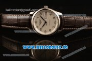 Longines Master Swiss ETA 2824 Automatic Steel Case with White Dial and Black Leather Strap