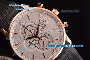 IWC Portuguese Chrono Japanese Miyota OS10 Quartz Rose Gold Case Stick Markers with Black Rubber Strap and White Dial