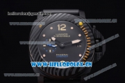 Panerai Luminor Submersible 1950 Carbotech 3 Days Automatic Asia ST25 Automatic PVD Case with Black Dial Dot Markers and Black Rubber Strap