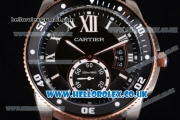 Cartier Calibre de Cartier Diver Asia ST16 Automatic Steel Case with Black Dial Roman Markers and Black Rubber Strap