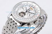 Breitling Navitimer Tourbillon Automatic Movement Silver Case with White Dial and Stick Marker-SS Strap