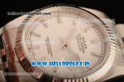 Rolex Datejust Clone Rolex 3135 Automatic Steel Case White Dial With Stick Markers Steel Bracelet- 1:1 Original(AR)