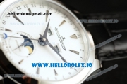 Jaeger-LECoultre Master Calendar Miyota 9015 Automatic Steel Case White Dial With Stick Markers Black Leather Strap (JH)