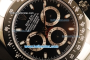 Rolex Daytona Chronograph Swiss Valjoux 7750 Automatic Movement Steel Case with Black Dial and Black Bezel-Steel Strap