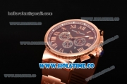 Ulysse Nardin Marine Chrono Asia Automatic Rose Gold Case with Roman Numeral Markers and Brown Dial