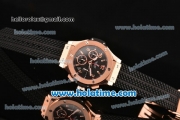 Hublot Big Bang Chrono Clone HUB4100 Automatic Rose Gold Case with Black Rubber Strap and Black Dial - 1:1 Original