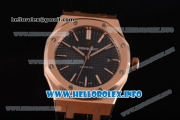 Audemars Piguet Royal Oak 41 Clone AP Calibre 3120 Automatic Rose Gold Case with Blue Dial Stick Markers and Black Leather Strap (BP)