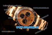 Rolex Daytona Chrono Swiss Valjoux 7750 Automatic Yellow Gold Case/Bracelet with Gold Dial Ceramic Bezel and Stick Markers (BP)