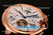 Cartier Ballon Bleu De Tourbillon Asia Automatic Rose Gold Case with White Dial Black Roman Numeral Markers and Black Leather Strap