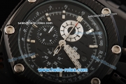 Audemars Piguet Royal Oak Survivor Swiss Valjoux 7750 Automatic Movement PVD Case with Black Dial Stick Markers and Black Rubber Strap