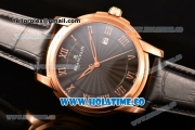 BlancPain Villeret Ultraplate Remontage Automatique Miyota 9015 Automatic Rose Gold Case with Black Dial and Roman Numeral Markers