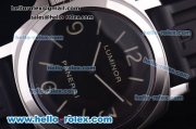 Panerai Luminor Base Pam 219 Asia 6497 Manual Winding Steel Case with Black Dial and Black Rubber Strap