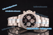 Rolex Daytona Swiss Valjoux 7750-SHG Automatic Steel Case/Strap with Black Dial and Diamond Bezel