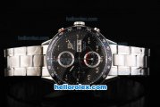 Tag Heuer Carrera Calibre 16 Swiss Valjoux 7750 Automatic Movement Full Steel with Black Dial and Black Bezel-Silver Numeral Markers