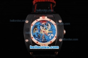 Richard Mille Tourbillon PVD Case with Red Marking and Black Leather Strap