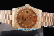 Rolex Datejust Automatic Full Rose Gold with Diamond Bezel-Khaki Dial and Diamond Marking