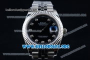 Rolex Datejust II Swiss ETA 2836 Automatic Steel Case with Black Dial Diamonds Markers and Stainless Steel Bracelet (BP)