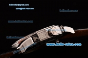 Patek Philippe Calatrava Swiss ETA 2836 Automatic Steel Case Diamond Bezel and Black Leather Strap White Dial with Diamond Markers