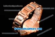 Cartier Rotonde De Miyota Quartz Rose Gold Case/Bracelet with Black Dial and Diamonds Bezel