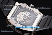 Richard Mille Felipe Massa Flyback Asia Automatic Steel Case with Black Rubber Strap and Skeleton Dial