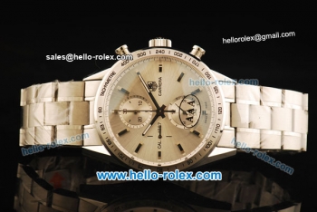 Tag Heuer Carrera Chronograph Swiss Valjoux 7750 Automatic Movement Full Steel with Silver Dial and Stick Markers