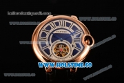 Cartier Ballon Bleu De Tourbillon Asia Automatic Rose Gold Case with Blue Dial and Roman Numeral Markers