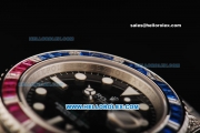 Rolex GMT Master II Swiss ETA 2836 Automatic Movement Full Steel with Diamond Bezel and White Markers