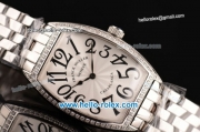 Franck Muller Casablanca Miyota OS2035 Quartz Steel Case with Black Arabic Numerals and White Dial