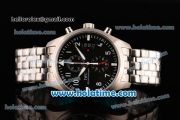 IWC Pilots Chrono Miyota Quartz Full Steel with Black Dial and White Arabic Numeral Markers