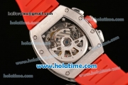 Richard Mille Felipe Massa Flyback Chrono Swiss Valjoux 7750 Automatic Steel Case with Skeleton Dial Numeral Markers and Red Rubber Bracelet