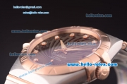 Omega Constellation Co-Axial Swiss ETA 2824 Automatic Steel Case with Rose Gold Bezel and Brown Sunlight Linear Dial