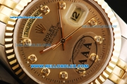 Rolex Day-Date Oyster Perpetual Swiss ETA 2836 Automatic Movement Steel Case with Gold Bezel and Two Tone Strap