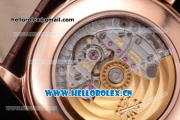 Patek Philippe Complications Miyota 9015 Automatic Rose Gold Case with White Dial Stick Markers and Brown Leather Strap