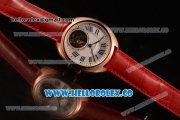 Cartier Cle de Cartier Swiss Tourbillon Manual Winding Rose Gold Case with White Dial and Red Leather Strap