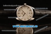 Omega De Ville Tresor Master Co-Axial Clone 8800 Automatic Steel Case Steel Bezel with White Dial and Black Leather Strap - (YF)