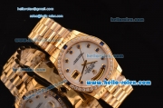 Rolex Day-Date 2813 Automatic Gold Case with White Dail and Diamond Bezel ETA Coating