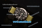 Rolex GMT-Master II Asia Automatic PVD Case with Black Dial and White Markers - Army Green Nylon Strap