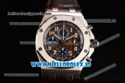 Audemars Piguet Royal Oak Offshore Clone AP Calibre 3126 Automatic Movement Steel Brown Dial and Arabic Numeral Markers Leather Strap (JF)