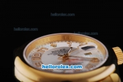 Rolex Datejust Automatic Movement Full Gold Case with Sliver Dial and Brown Leather Strap