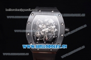 Richard Mille RM 055 Miyota 9015 Automatic PVD Case with Skeleton Dial and Black Rubber Strap Dot Markers