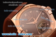 Omega Constellation Swiss ETA Quartz Rose Gold Case with Brown Dial and Brown Rubber Strap