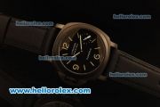 Panerai Luminor Marina Pam 004 Swiss ETA 6497 Manual Winding Movement PVD Case with Luminous Markers and Black Leather Strap - 1:1 Original