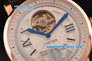 Cartier Rontonde Asia 6497-CHG Manual Winding Rose Gold Case with Black Leather Strap and White Dial