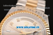 Rolex Day-Date Swiss ETA 2836 Automatic Two Tone with Gray Dial and Diamonds Markers