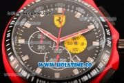Ferrari Race Day Watch Chrono Miyota OS20 Quartz Red PVD Case with Black Dial and Silver Stick Markers - One Yellow Subdial