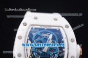 Richard Mille RM052 Miyota 9015 Automatic Ceramic Case with Skull Dial and White Rubber Strap Dot Markers