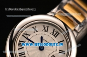 Cartier Ballon Bleu Japanese Miyota Quartz Movement Silver Case with White Dial and Black Roman Markers-Two Tone Strap