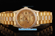 Rolex Day-Date Oyster Perpetual Automatic Full Gold with Diamond Bezel and Gold Dial
